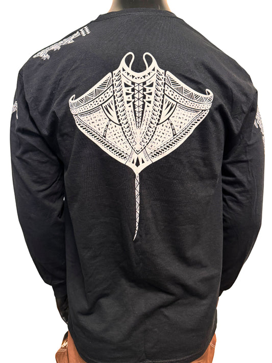 Shark and Turtle Long Sleeve Black