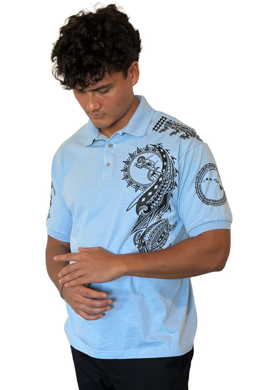 Stand Up Paddle Light Blue Polo Shirt - Tribal Edge Clothing Company
