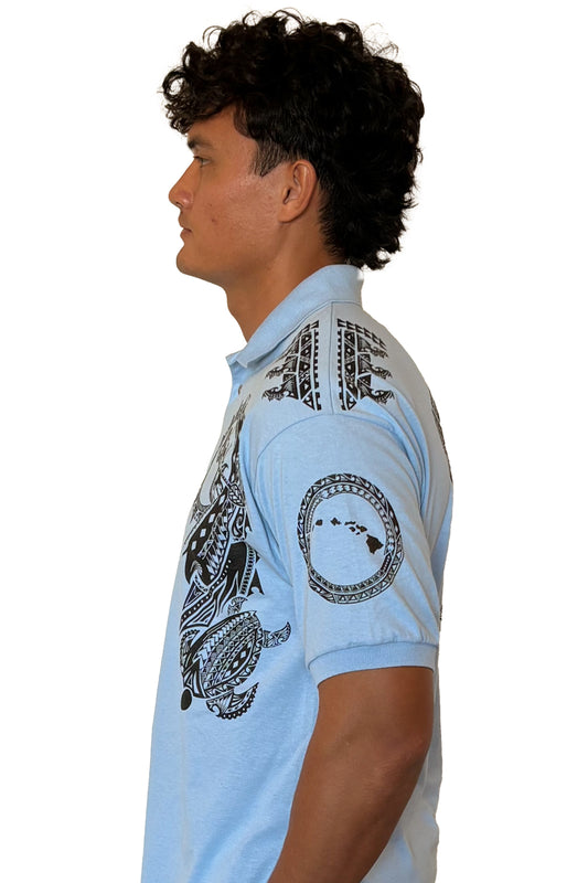 Stand Up Paddle Light Blue Polo Shirt - Tribal Edge Clothing Company