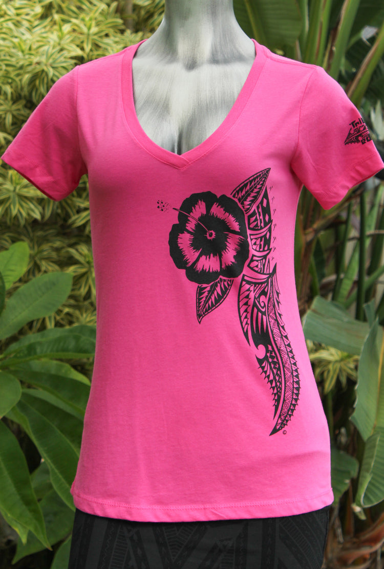 Women's V-neck T-shirt - Raspberry - Tribal Edge Clothing